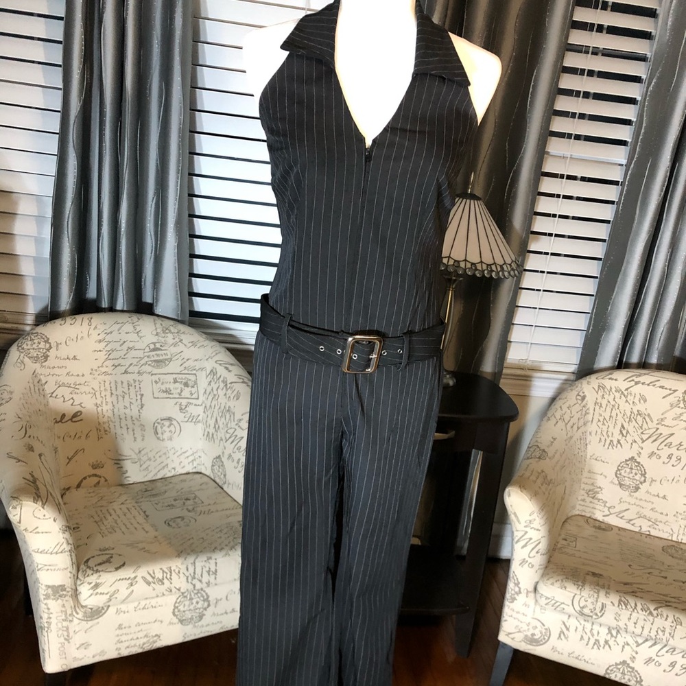 Forever 21 Halter Pinstripe Jumpsuit Size Large